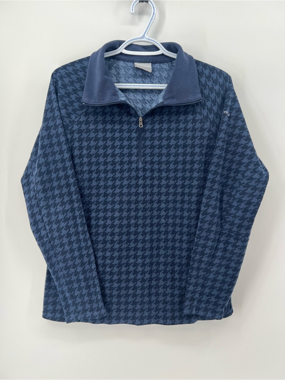 Columbia Women’s Medium Navy Blue Quarter-Zip Houndstooth Pullover Sweater